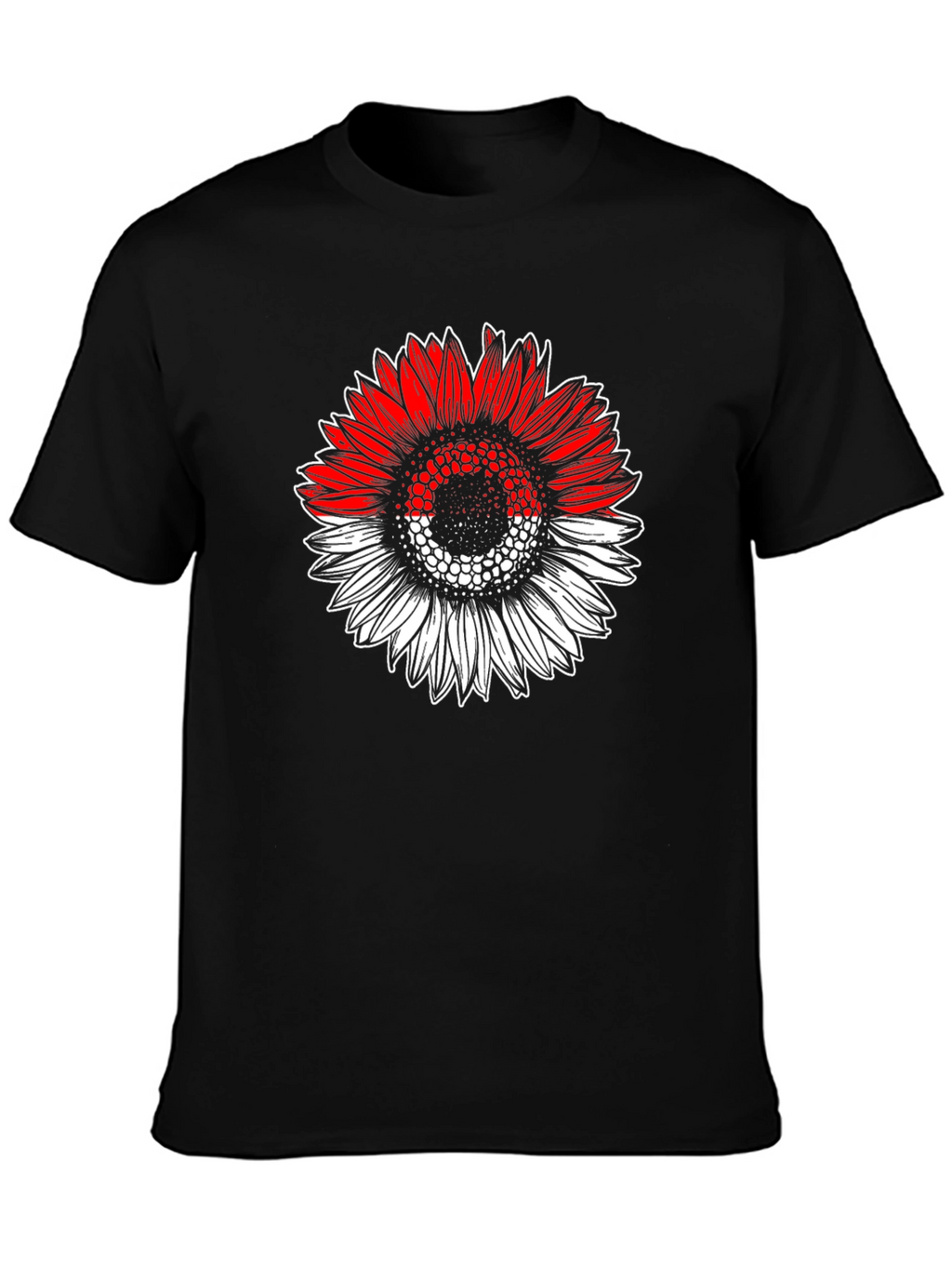 Indonesian Flag Sunflower Graphic T-Shirt