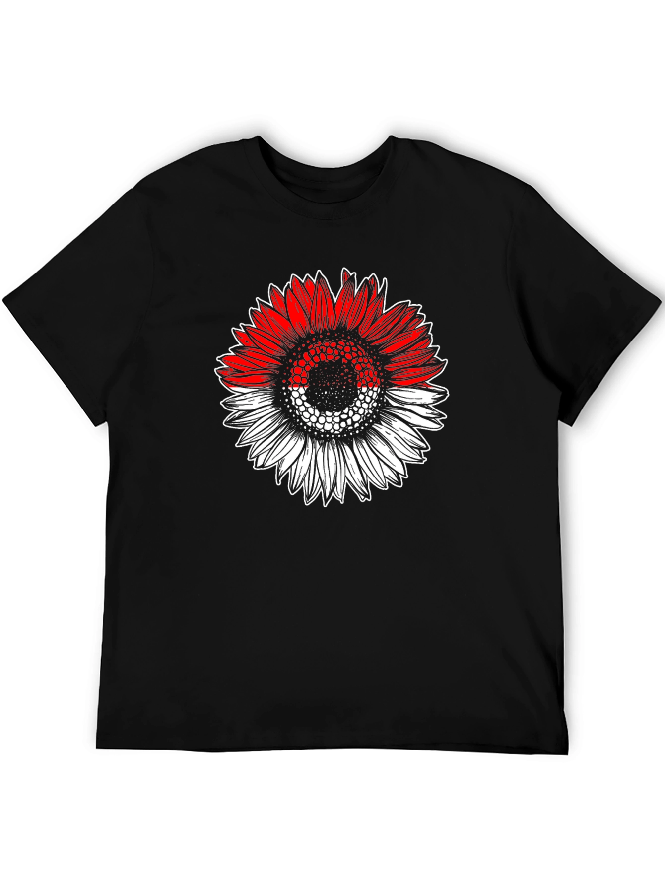 Indonesian Flag Sunflower Graphic T-Shirt