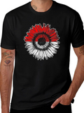 Indonesian Flag Sunflower Graphic T-Shirt