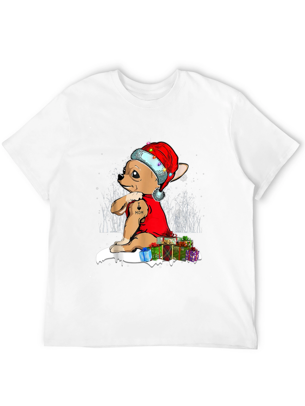 Festive Chihuahua Christmas T-Shirt - I Heart Mom