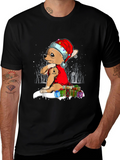 Festive Chihuahua Christmas T-Shirt - I Heart Mom