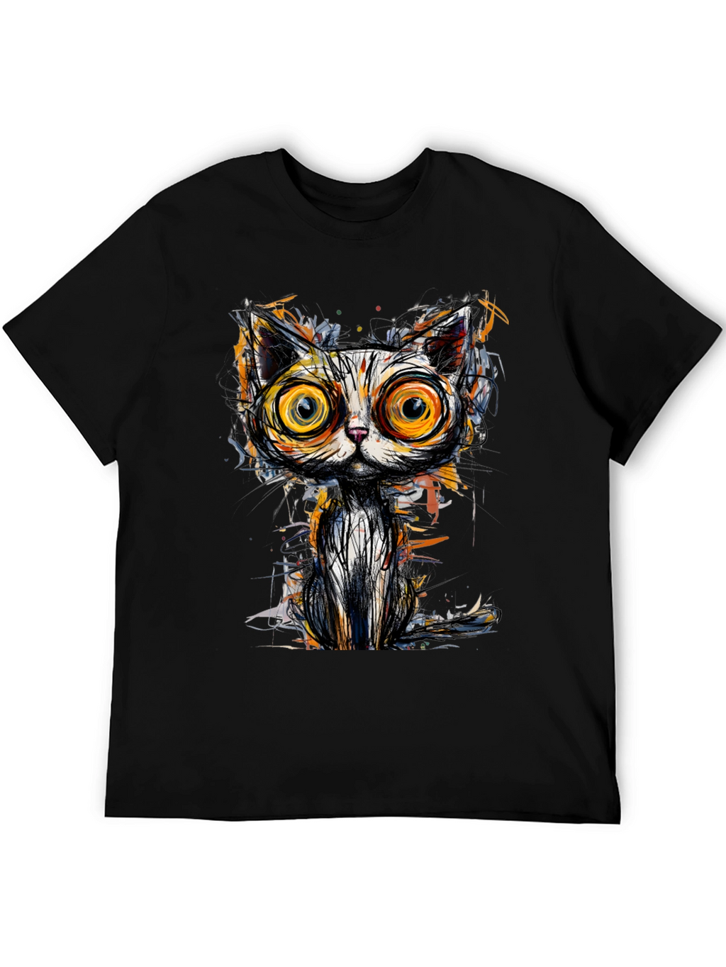 Abstract Cat Graphic Tee - Unique Art T-Shirt