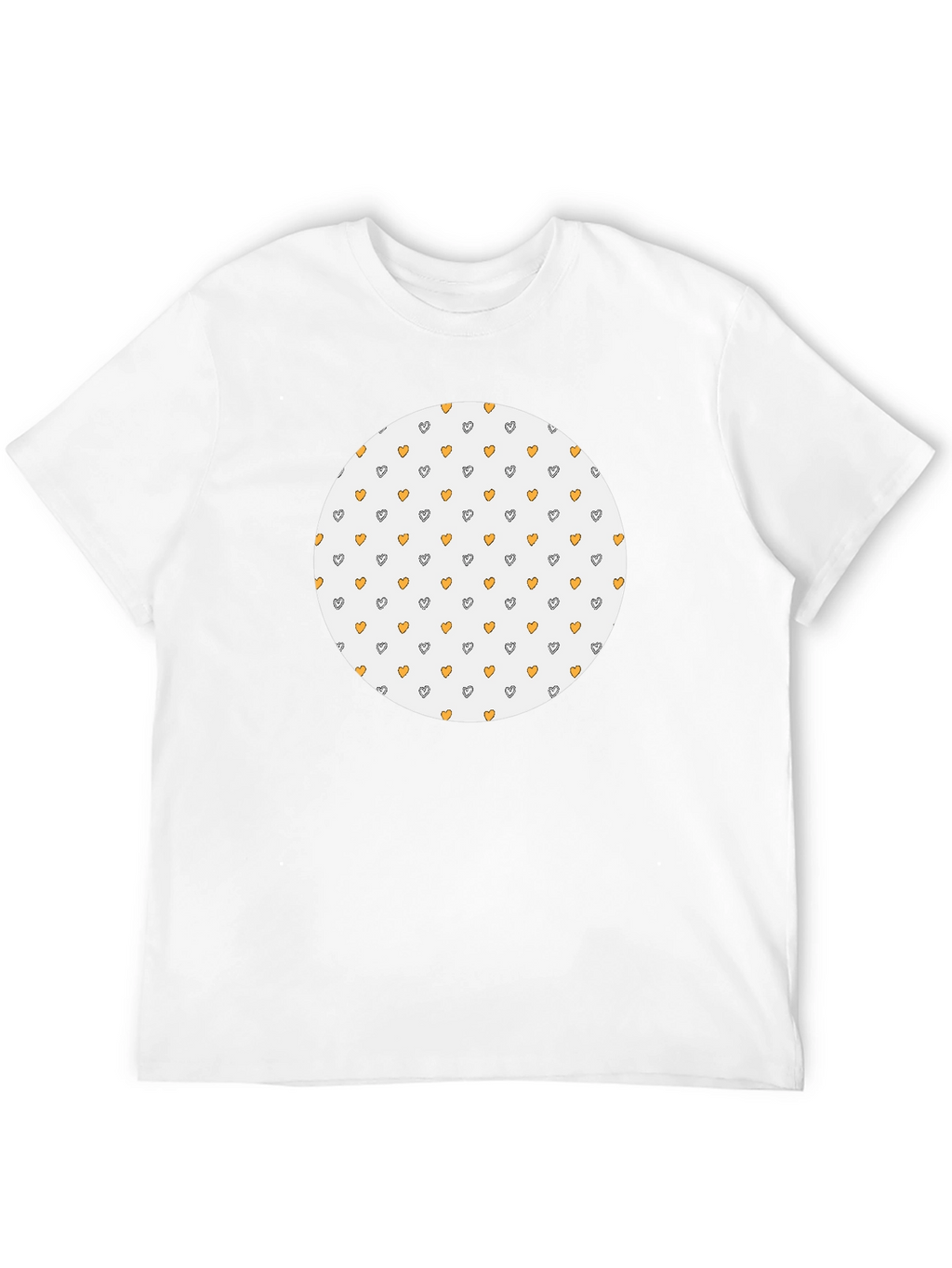 Black T-Shirt with Heart Pattern Circle