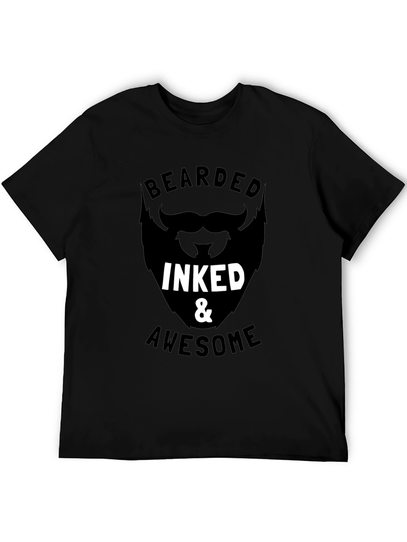 Bearded Inked & Awesome Graphic Tee - Mens Black T-Shirt
