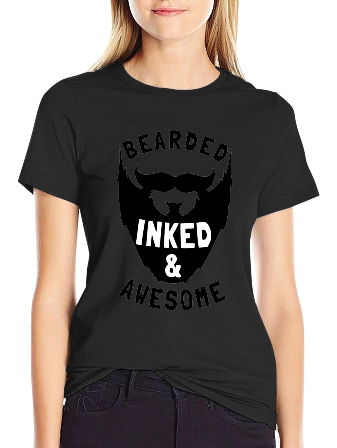 Bearded Inked & Awesome Graphic Tee - Mens Black T-Shirt