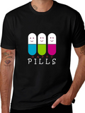 Happy Pills Graphic Tee - Black Cotton T-Shirt