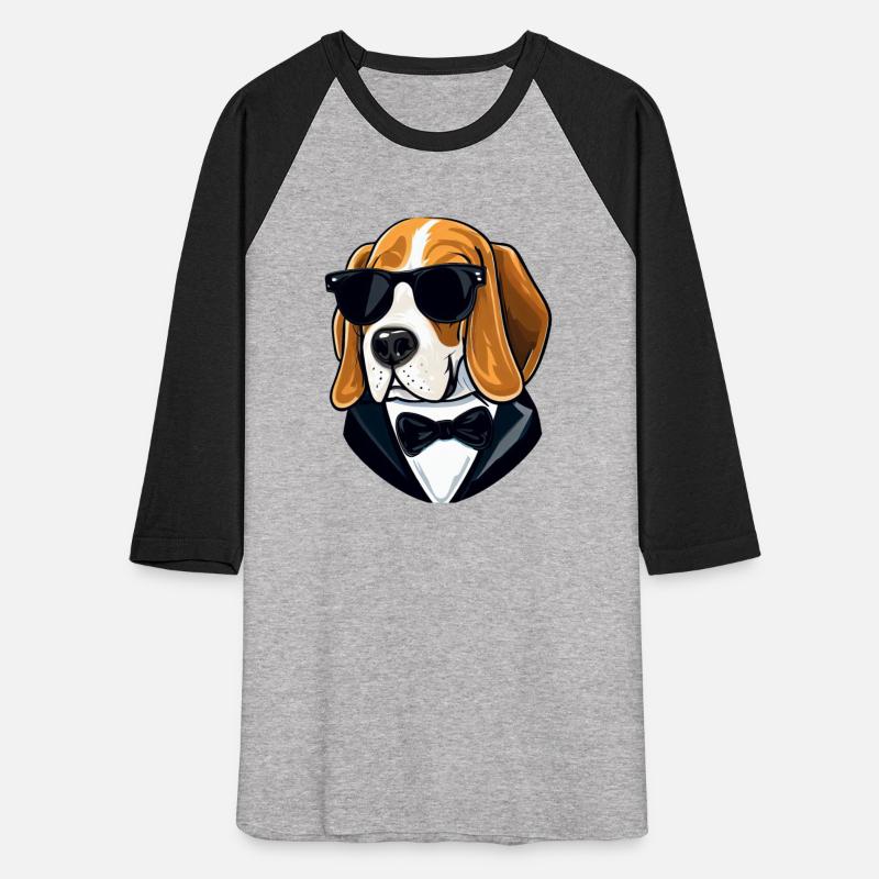 BEAGLE WEARING SUNGLASSES AND TUXEDO