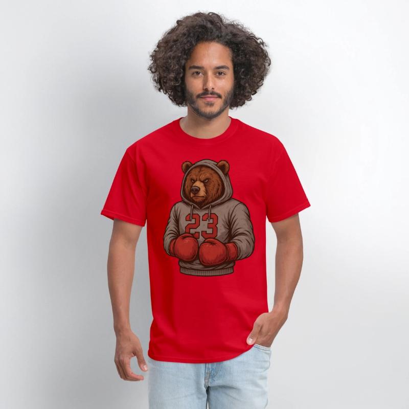 Bear 23 Boxing Hoodie Grizzly Gym Fighter Tee