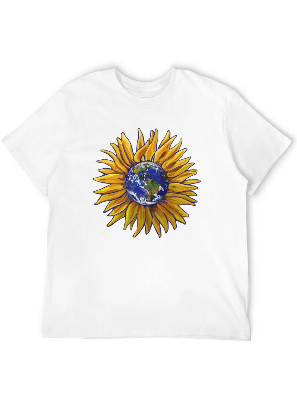 Sunflower Earth Graphic T-Shirt - Black Cotton Blend