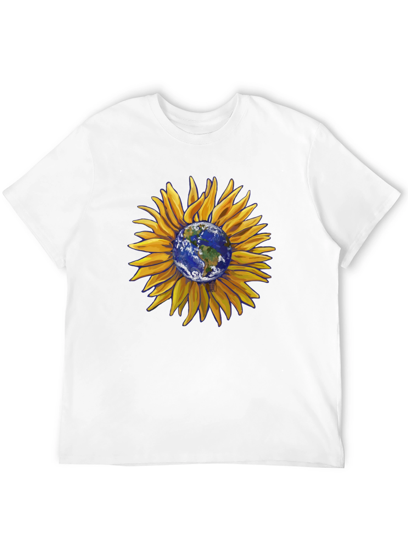 Sunflower Earth Graphic T-Shirt - Black Cotton Blend