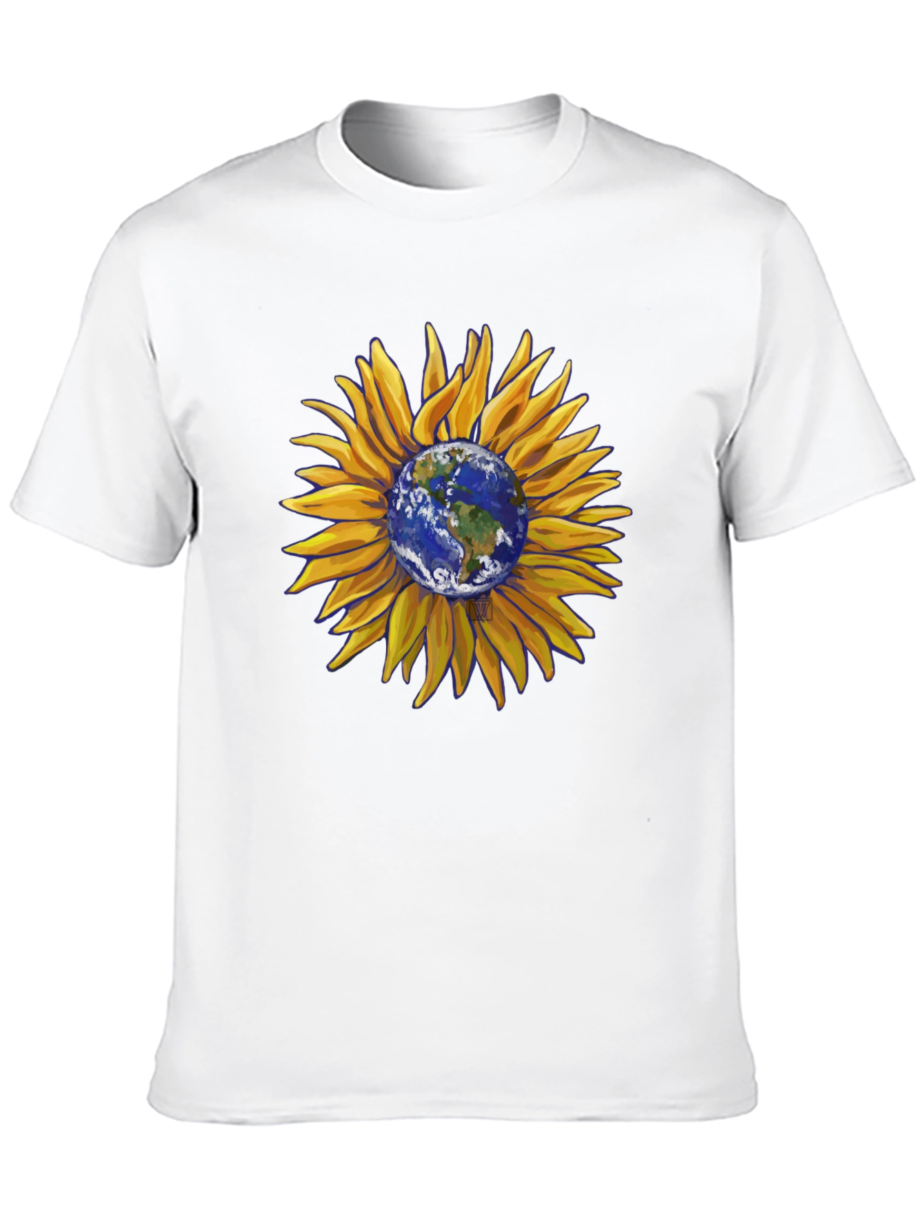 Sunflower Earth Graphic T-Shirt - Black Cotton Blend