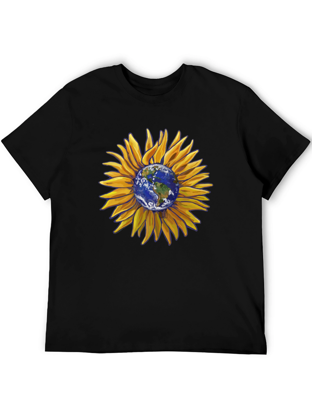Sunflower Earth Graphic T-Shirt - Black Cotton Blend