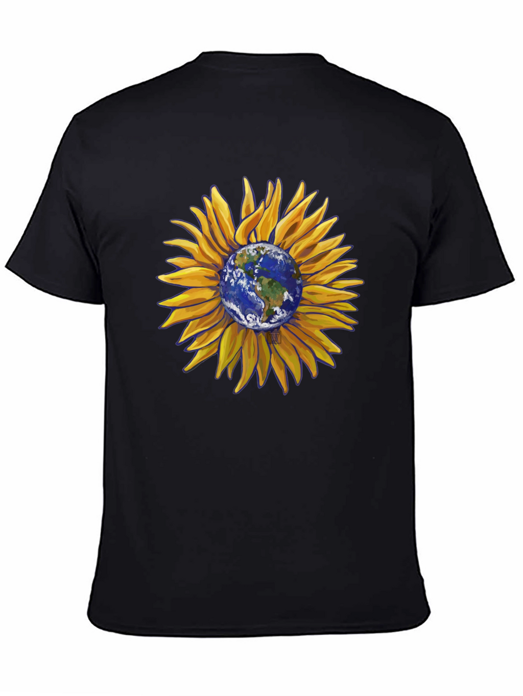 Sunflower Earth Graphic T-Shirt - Black Cotton Blend