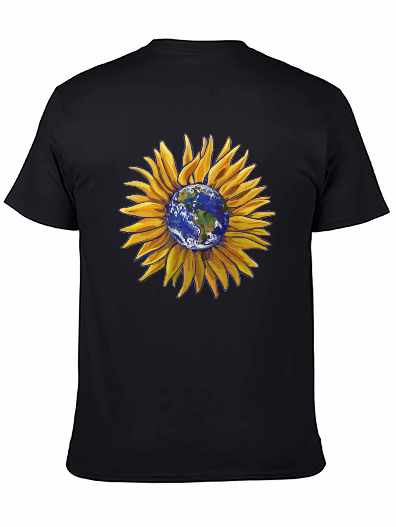Sunflower Earth Graphic T-Shirt - Black Cotton Blend
