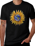 Sunflower Earth Graphic T-Shirt - Black Cotton Blend