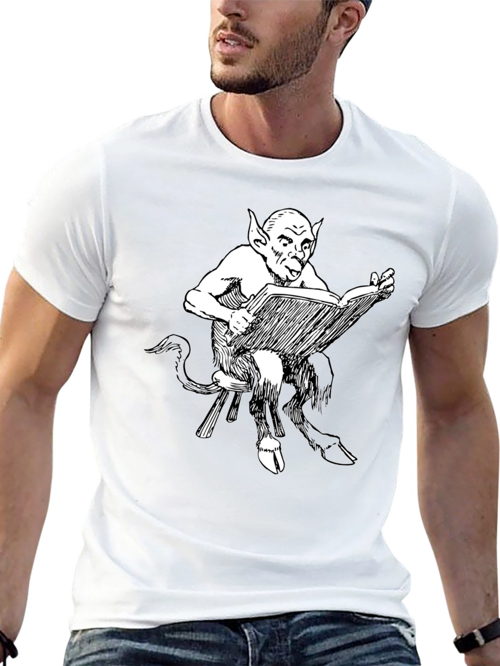 Satyr Reading Book Graphic T-Shirt