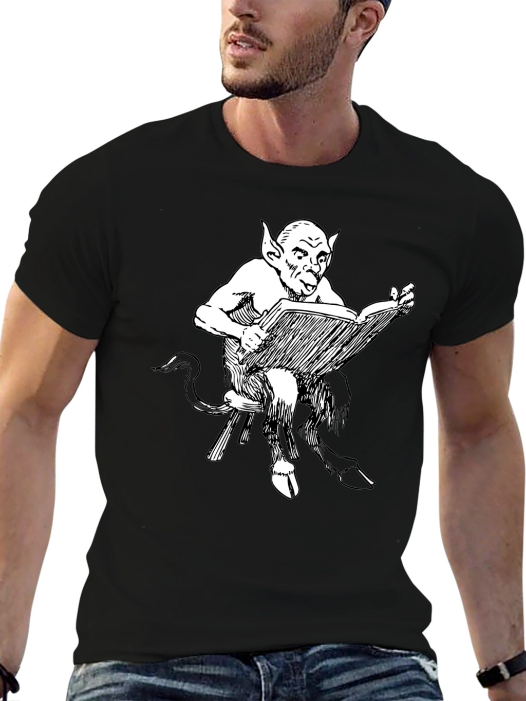 Satyr Reading Book Graphic T-Shirt