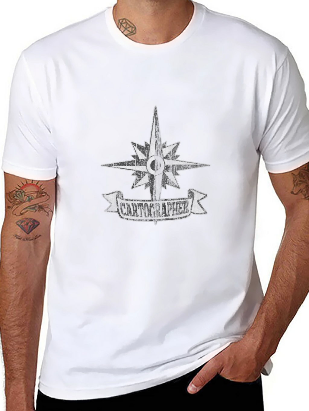 Cartographer Compass Graphic Black T-Shirt
