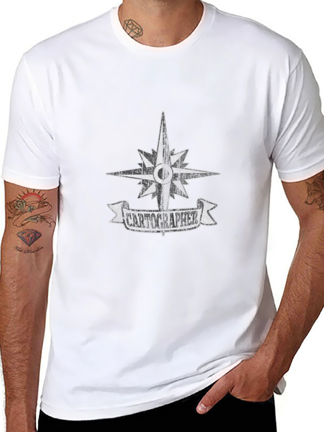 Cartographer Compass Graphic Black T-Shirt