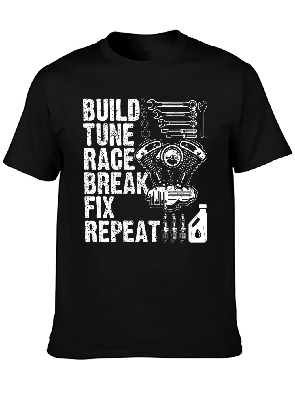 Build Tune Race Repeat Black T-Shirt