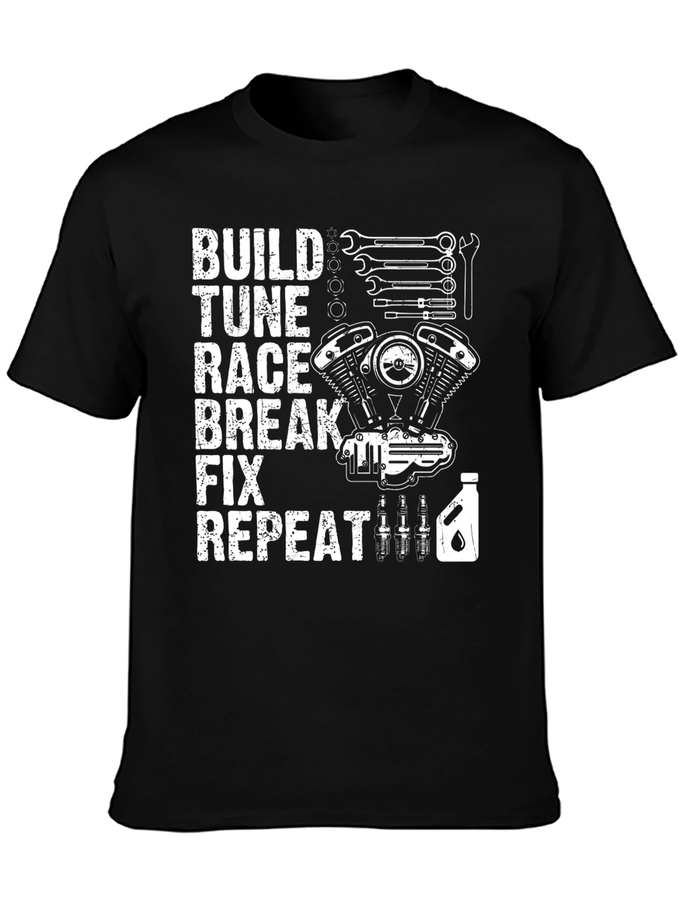 Build Tune Race Repeat Black T-Shirt