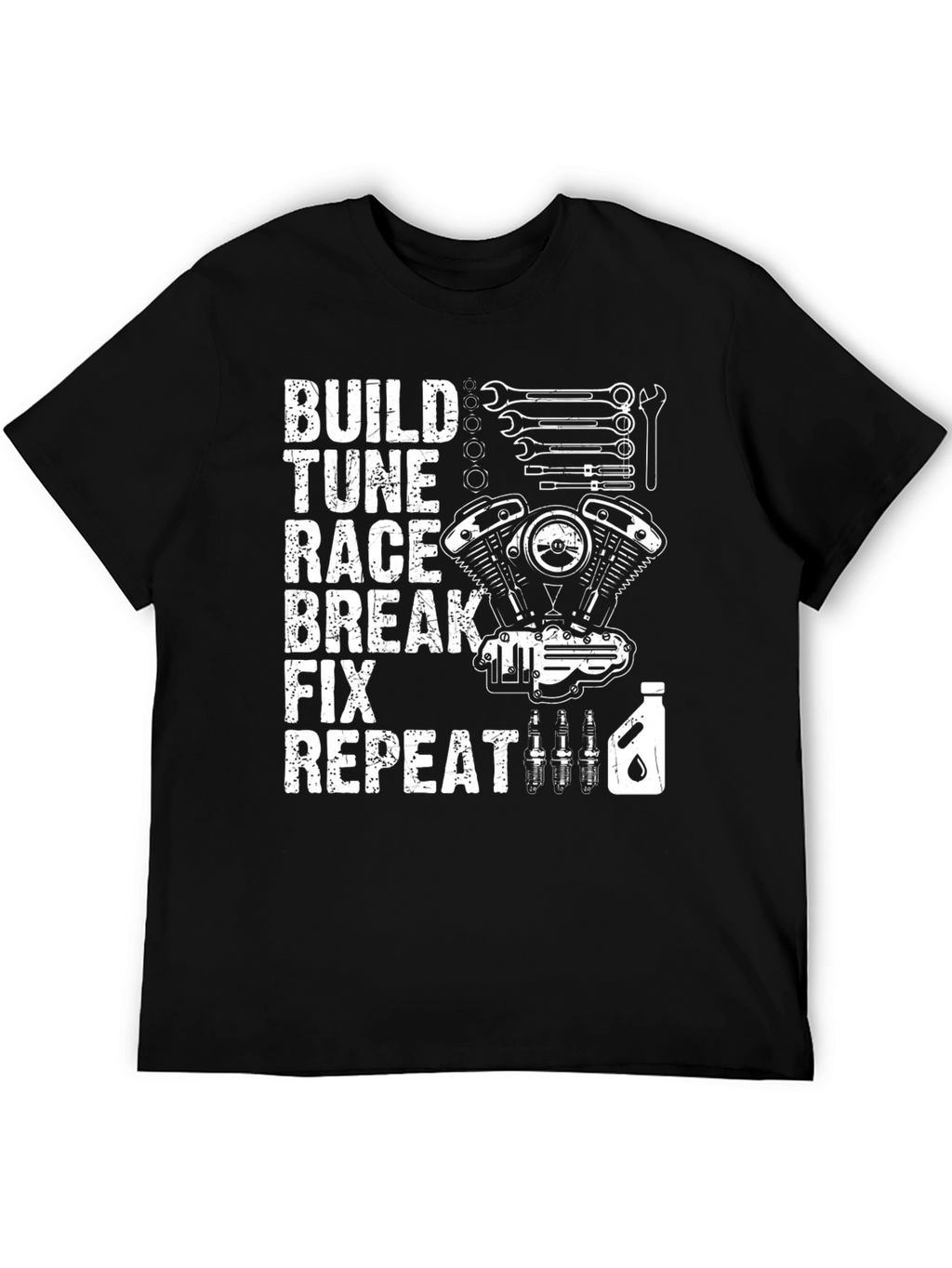 Build Tune Race Repeat Black T-Shirt