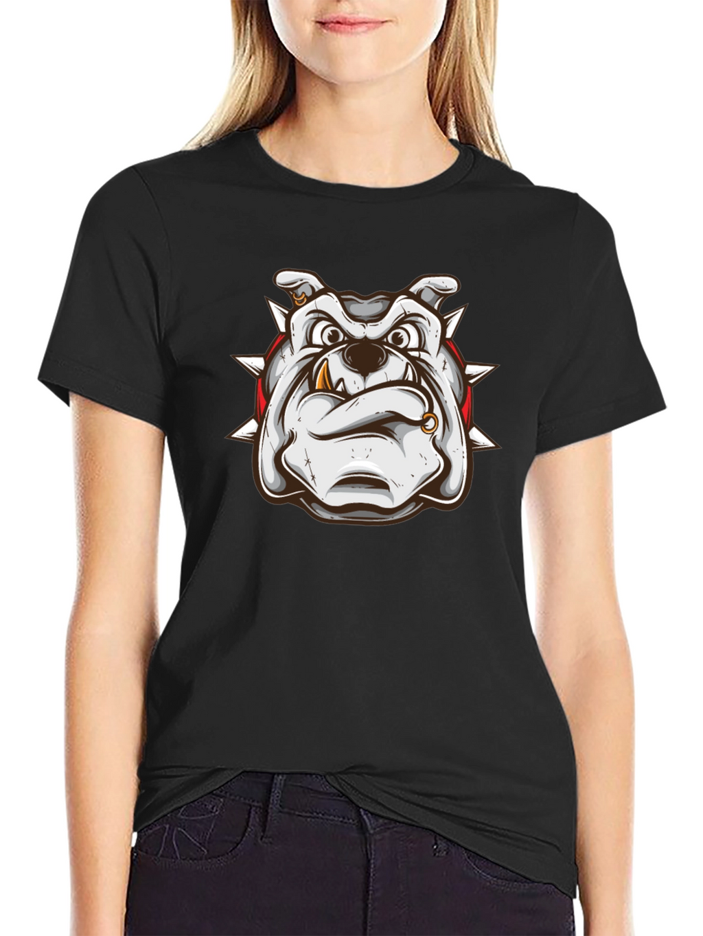 Bulldog Graphic Print Black T-Shirt