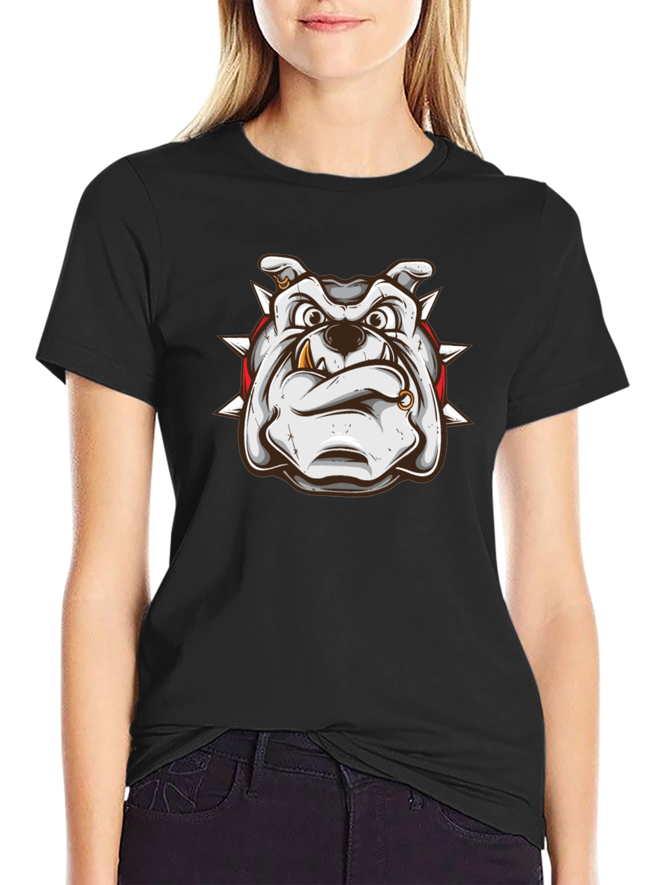 Bulldog Graphic Print Black T-Shirt