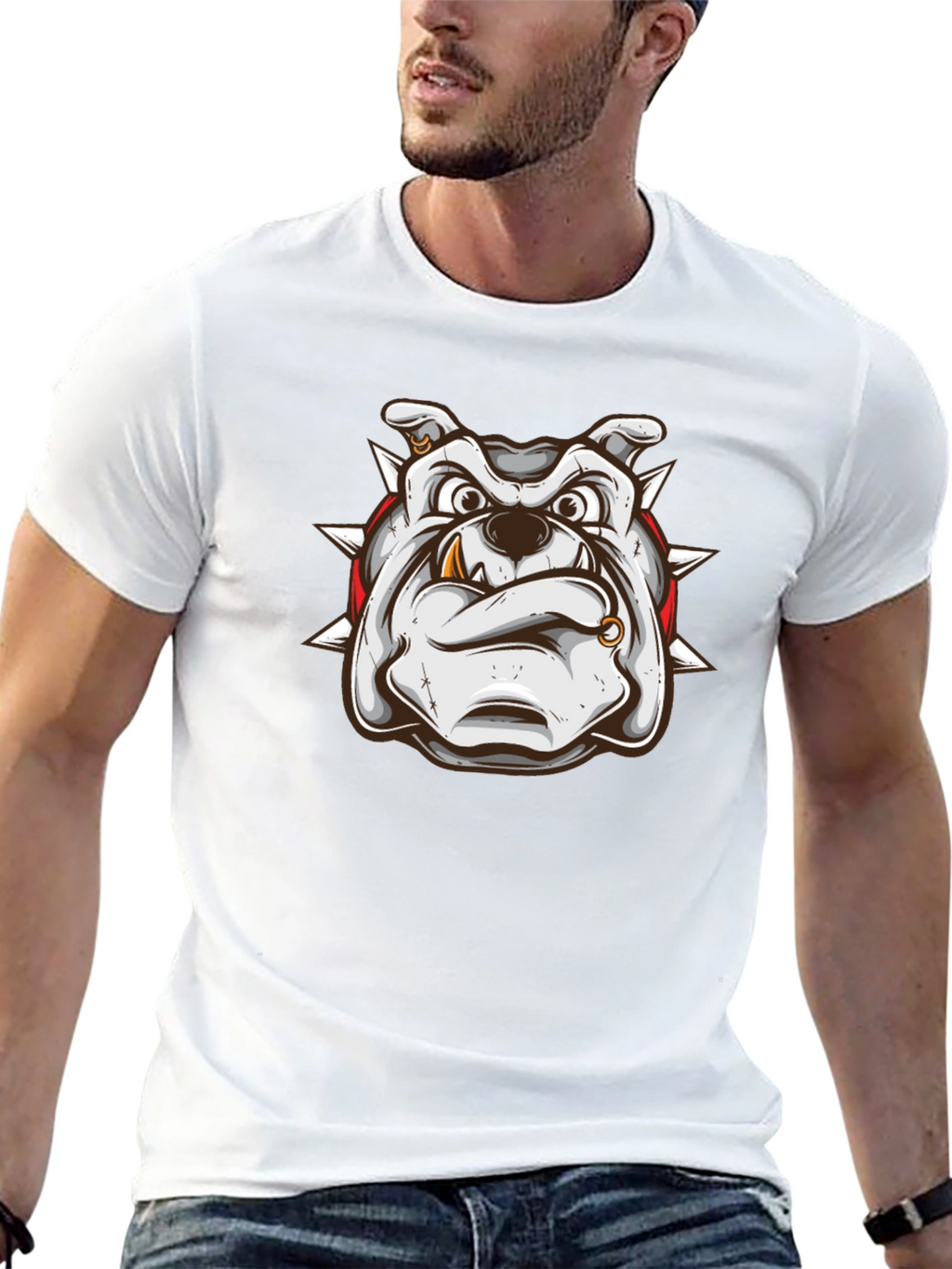 Bulldog Graphic Print Black T-Shirt