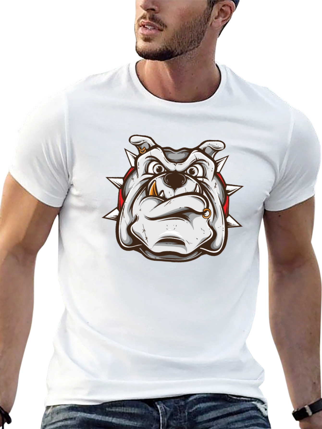 Bulldog Graphic Print Black T-Shirt