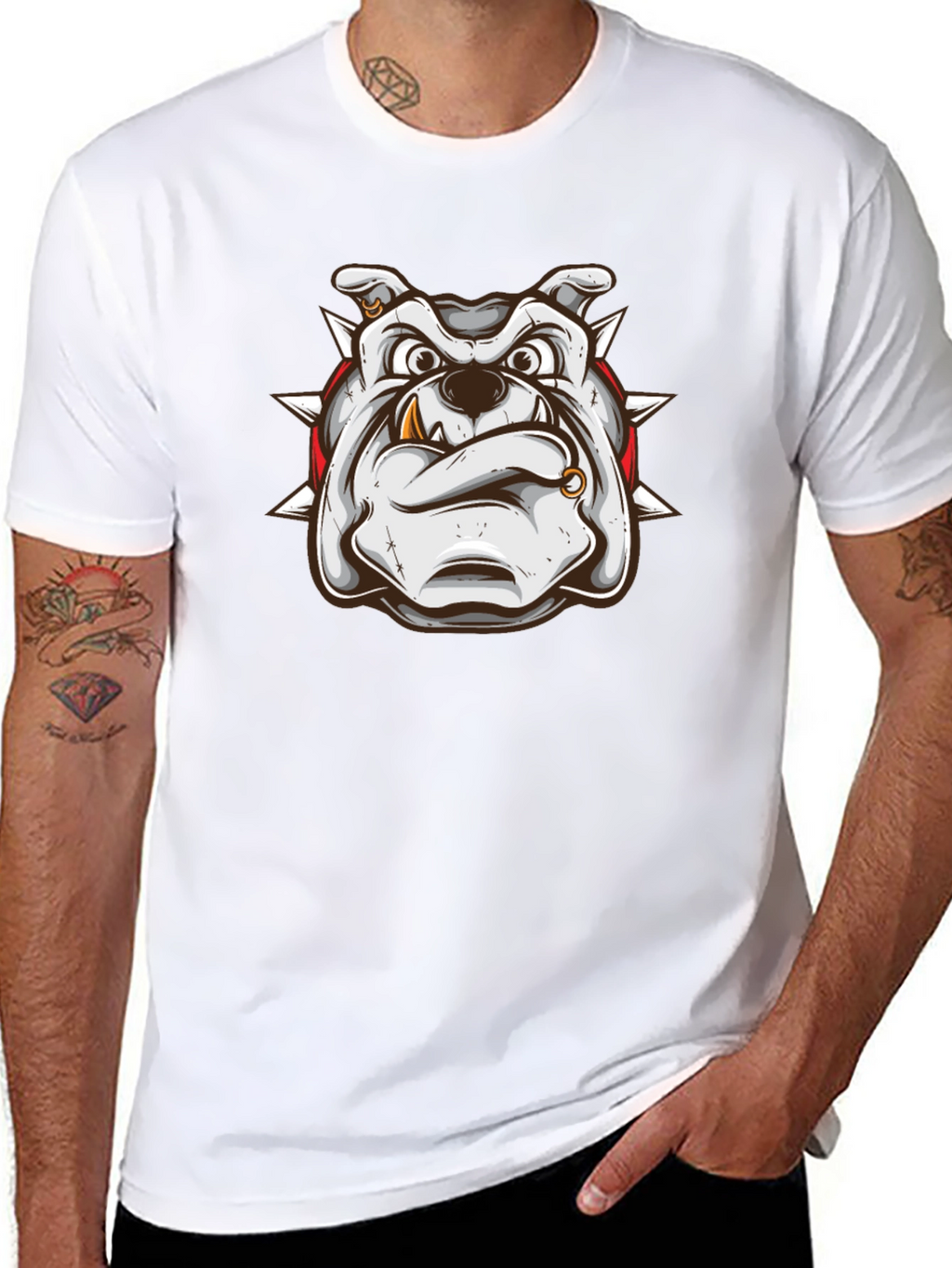 Bulldog Graphic Print Black T-Shirt