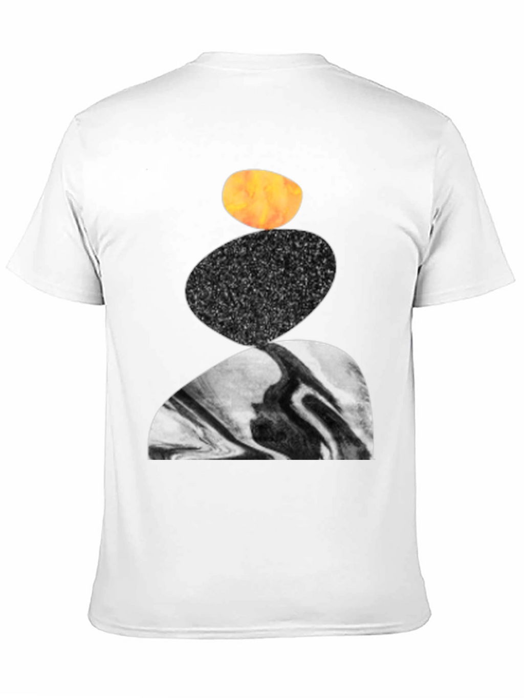Abstract Stacked Stone Graphic Print Black T-Shirt