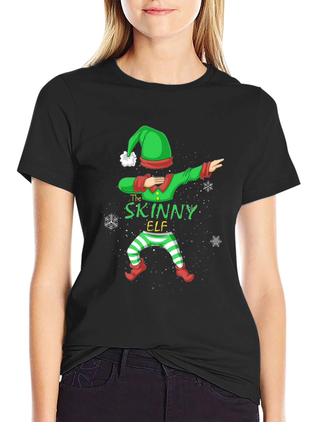 Funny Skinny Elf Dabbing Graphic T-Shirt