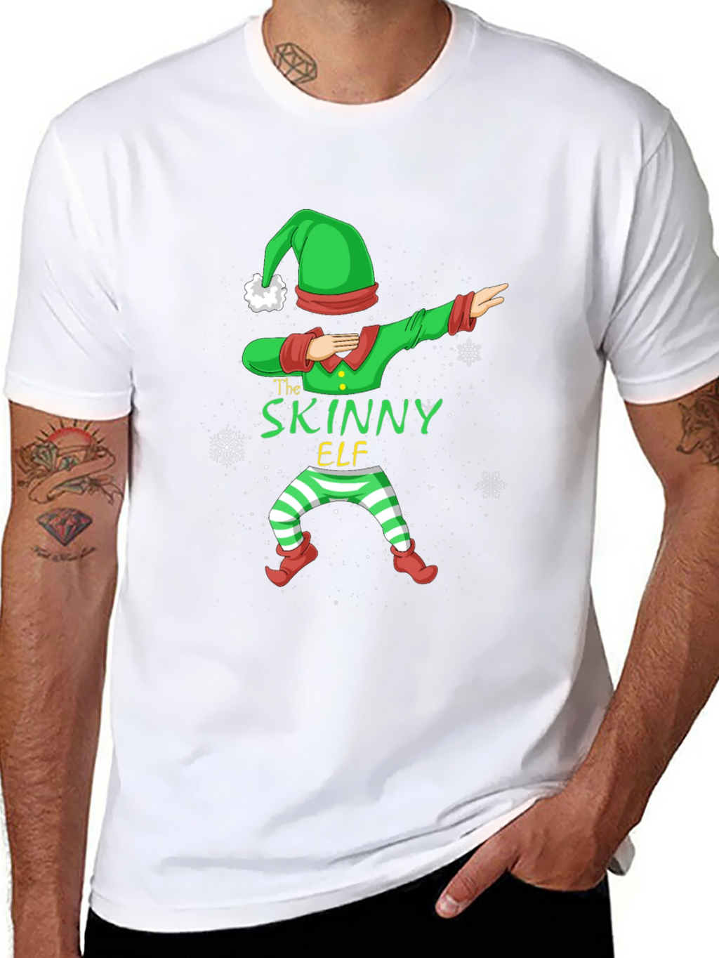 Funny Skinny Elf Dabbing Graphic T-Shirt