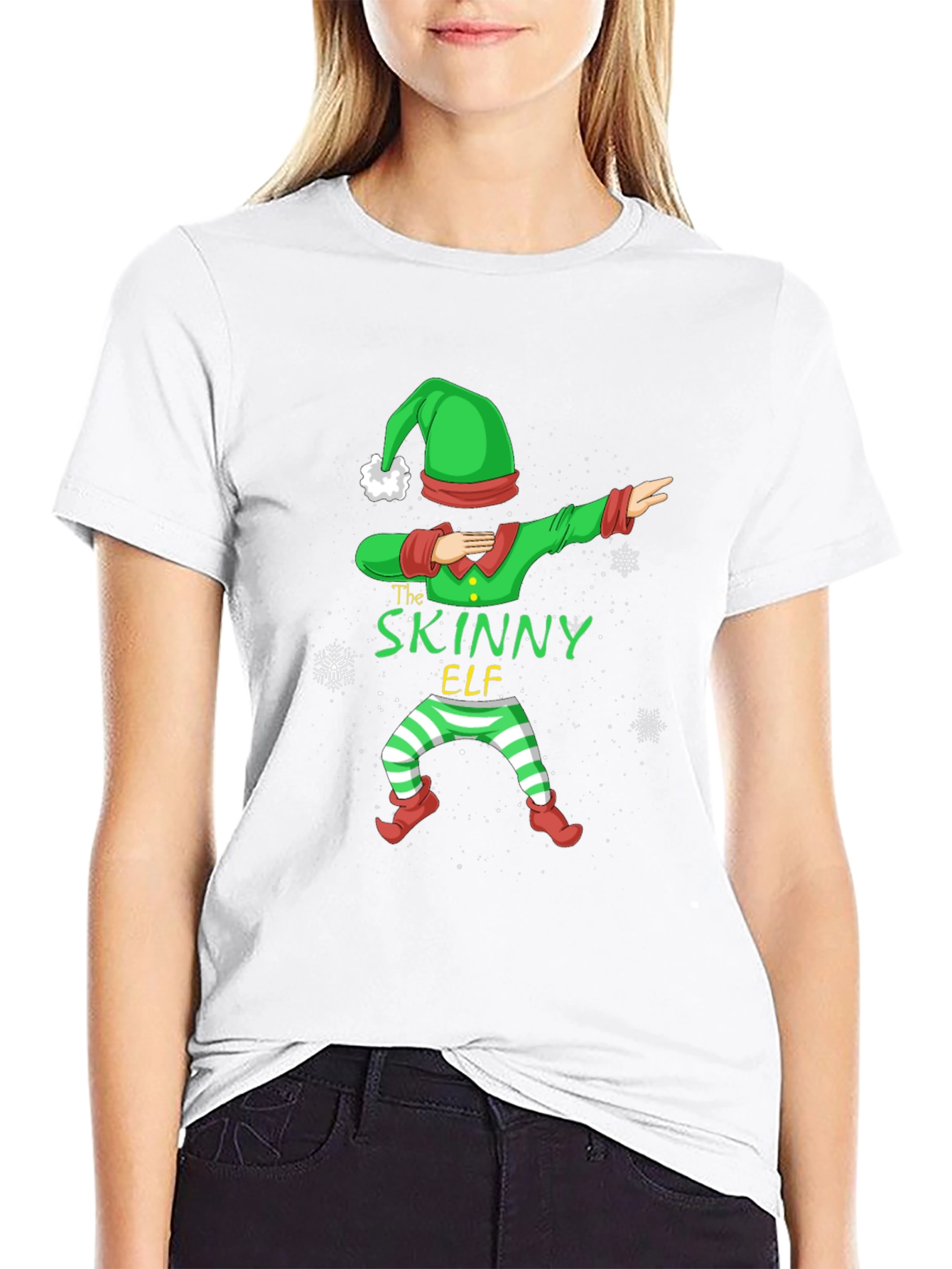 Funny Skinny Elf Dabbing Graphic T-Shirt