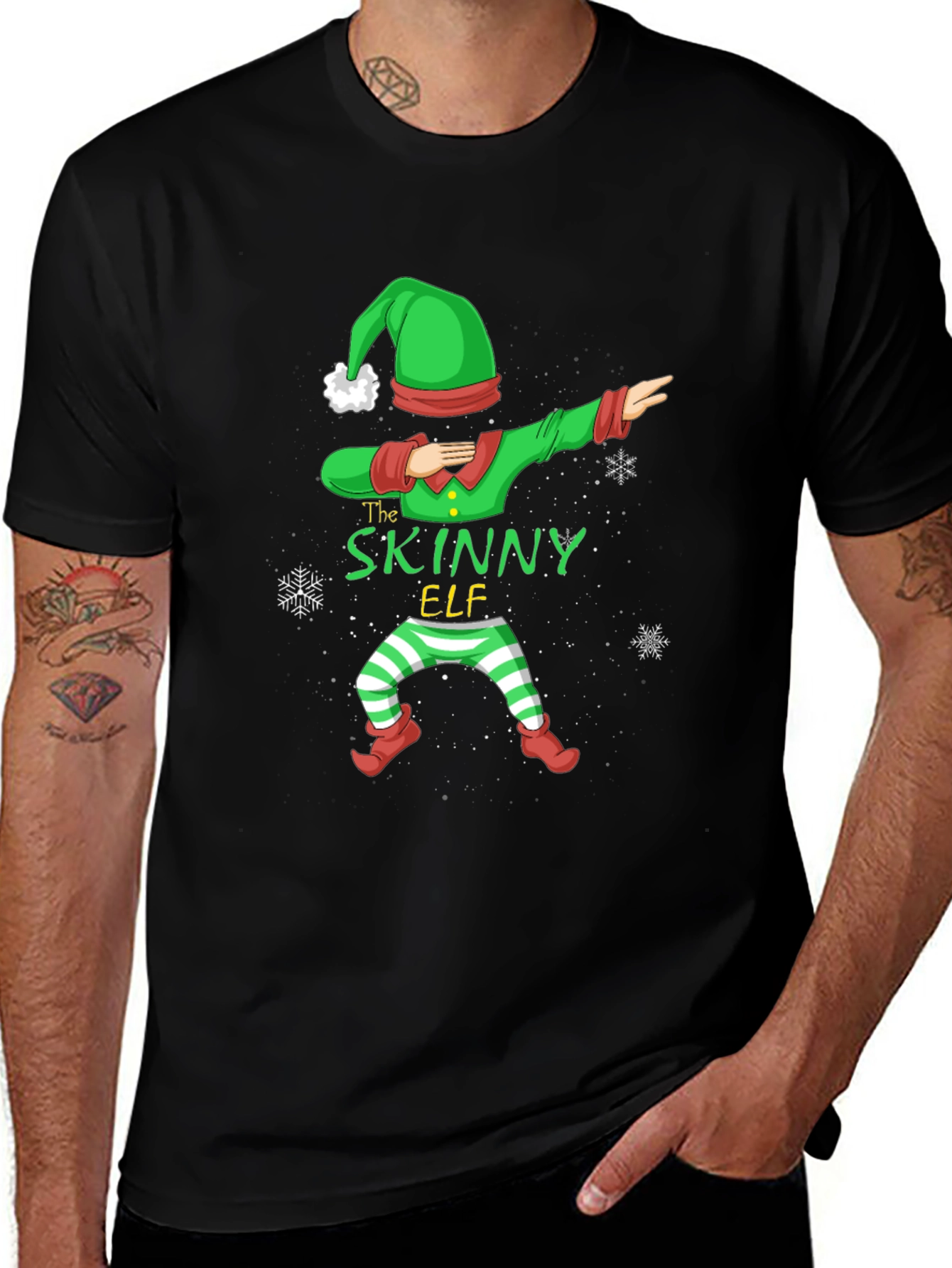 Funny Skinny Elf Dabbing Graphic T-Shirt