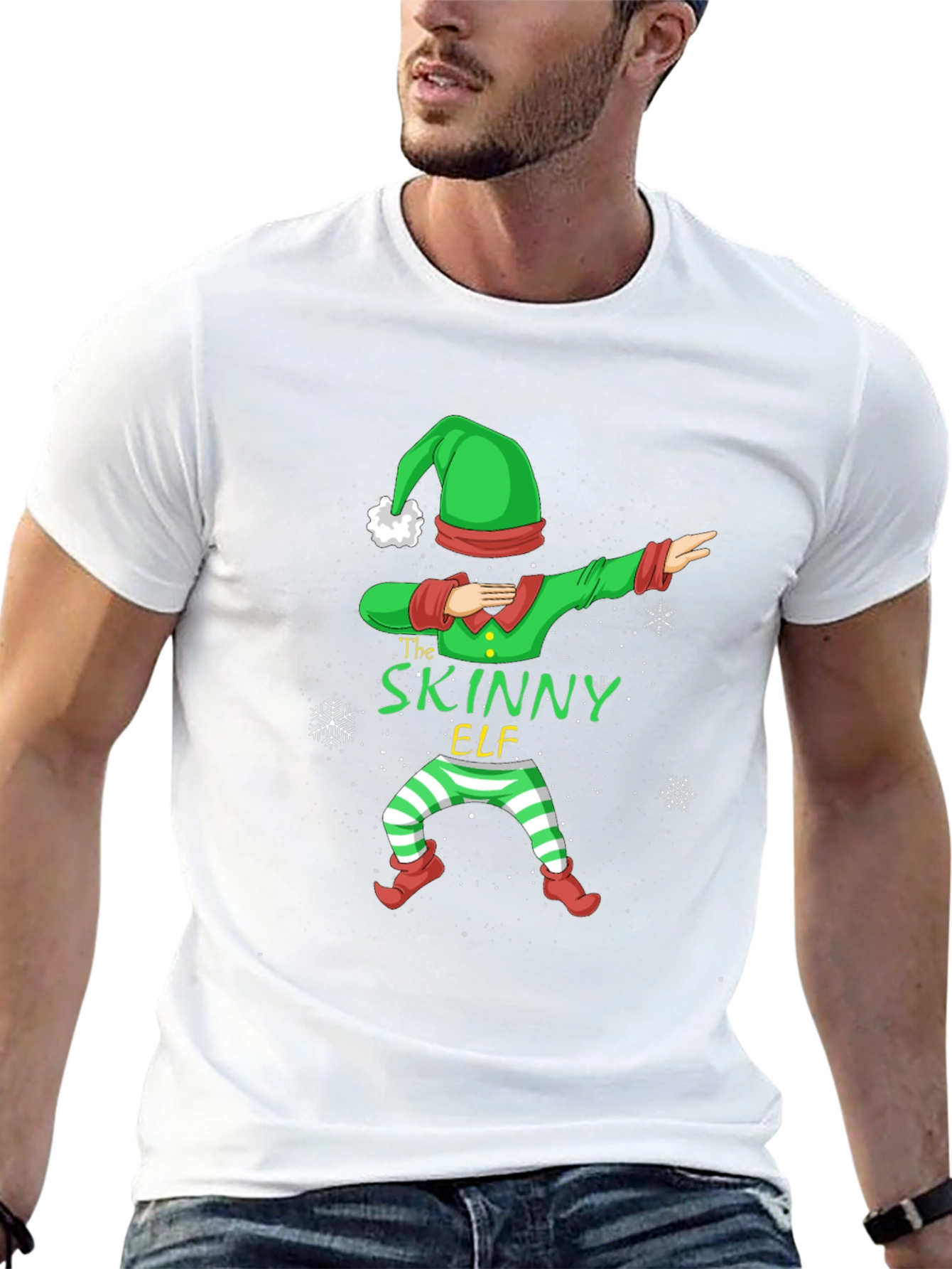 Funny Skinny Elf Dabbing Graphic T-Shirt