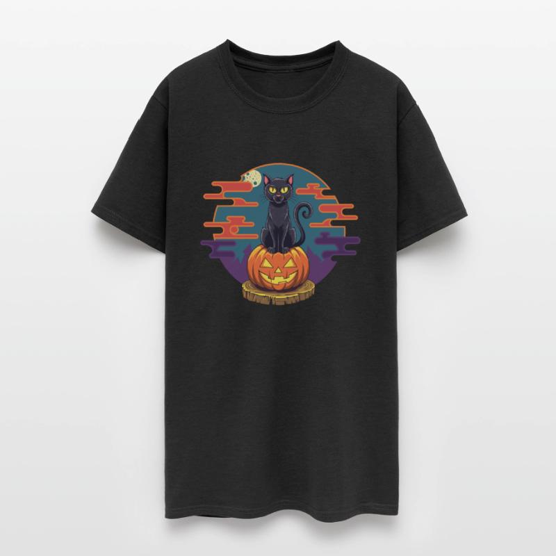 Black Cat On Smiling Pumpkin Jack-O-Lantern
