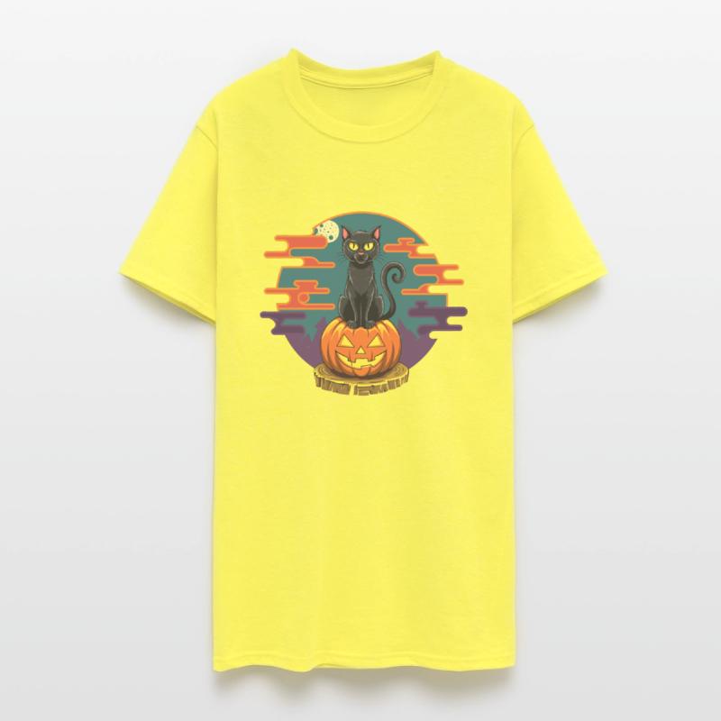 Black Cat On Smiling Pumpkin Jack-O-Lantern