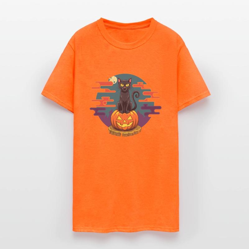 Black Cat On Smiling Pumpkin Jack-O-Lantern