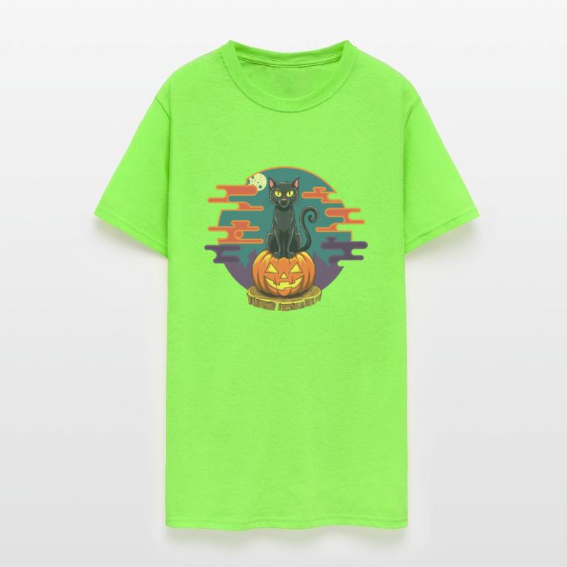 Black Cat On Smiling Pumpkin Jack-O-Lantern