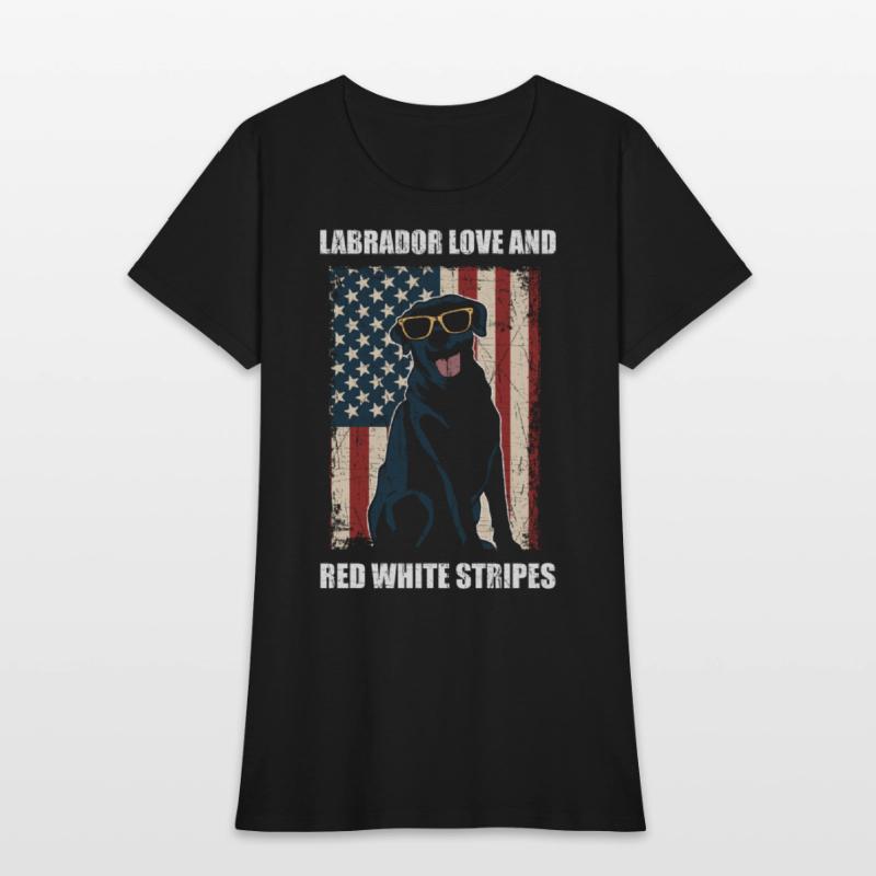 Black Lab Dog Holding July 4th Patriotic USA Flag