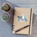 Blue Retro Scooter With Tulips Art Design