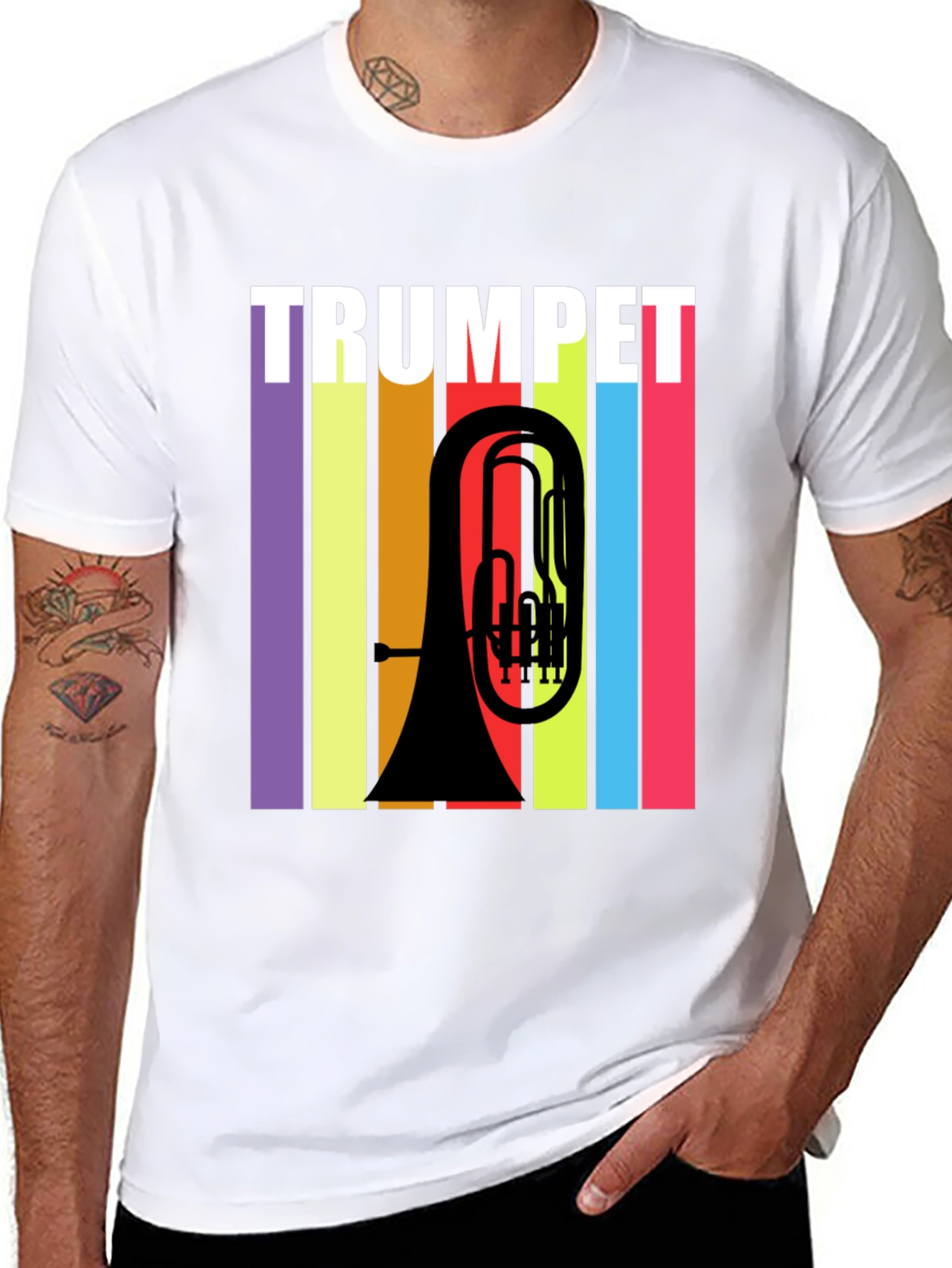 Trumpet Retro Style Graphic T-Shirt - Music Lover Tee