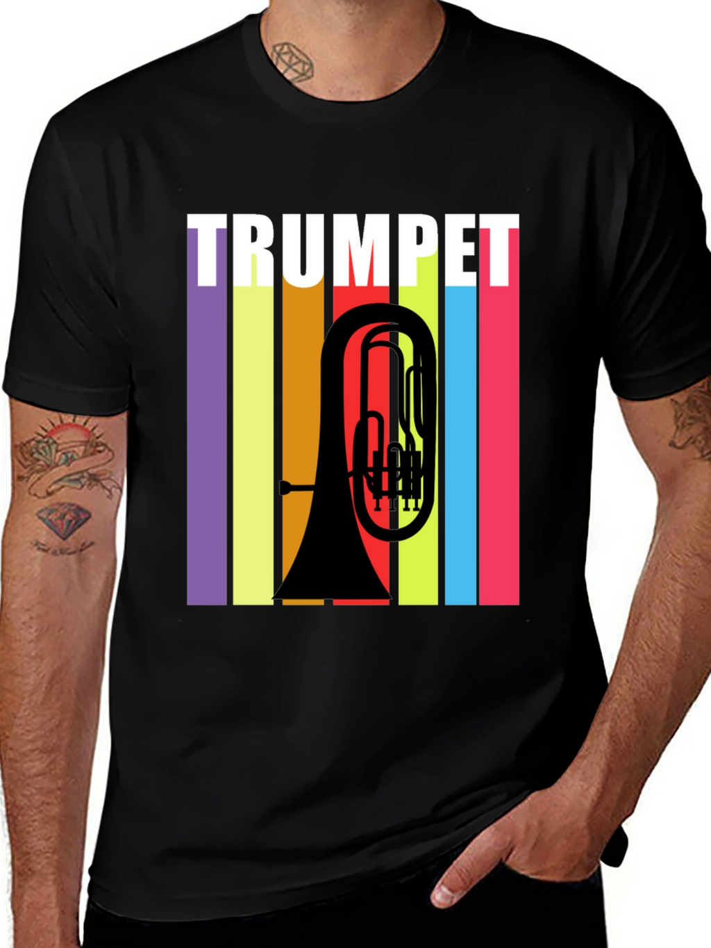 Trumpet Retro Style Graphic T-Shirt - Music Lover Tee