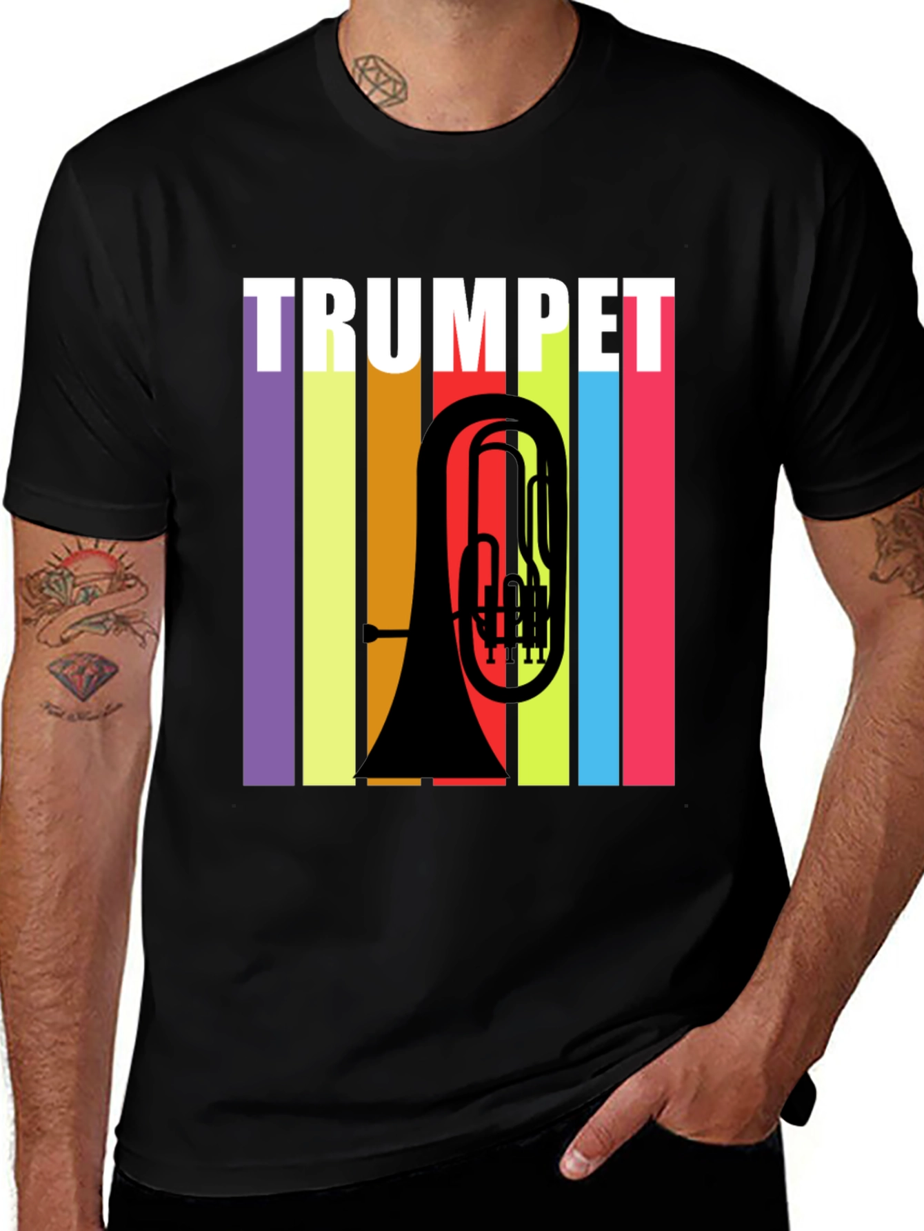 Trumpet Retro Style Graphic T-Shirt - Music Lover Tee
