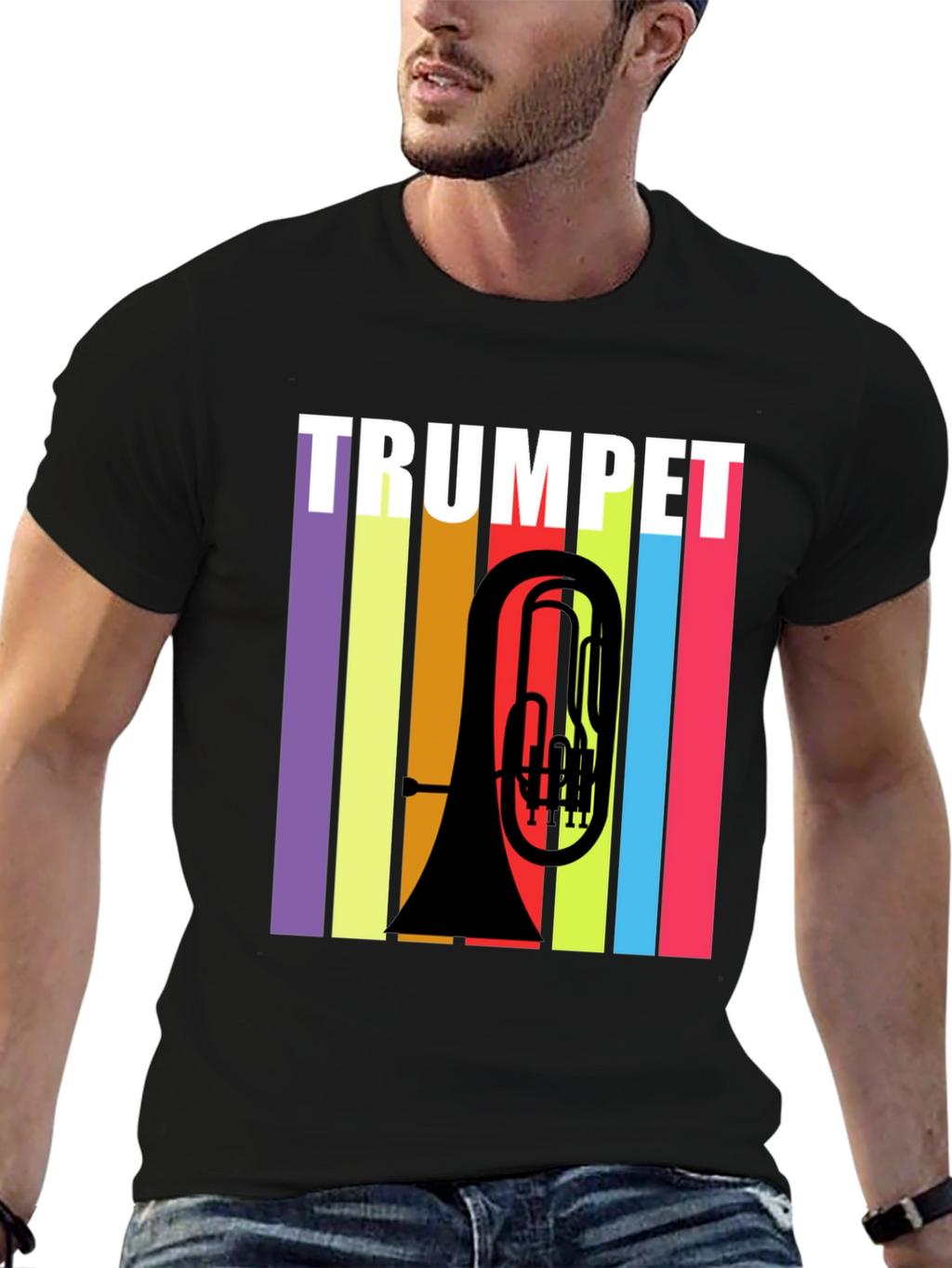 Trumpet Retro Style Graphic T-Shirt - Music Lover Tee