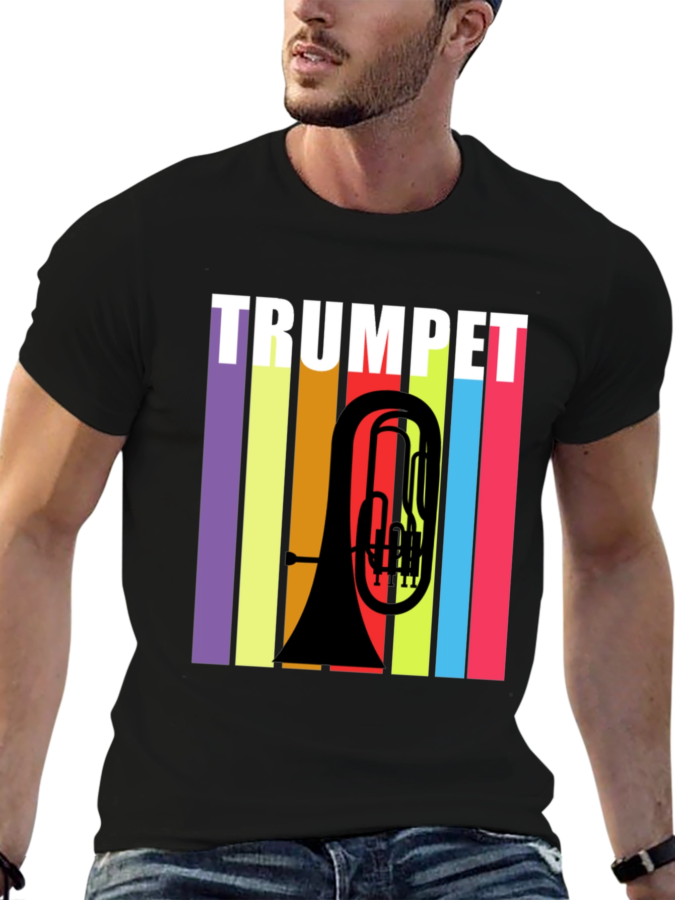 Trumpet Retro Style Graphic T-Shirt - Music Lover Tee