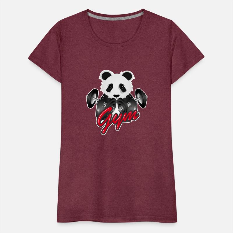 Bodybuilder panda bear with barbell in gym