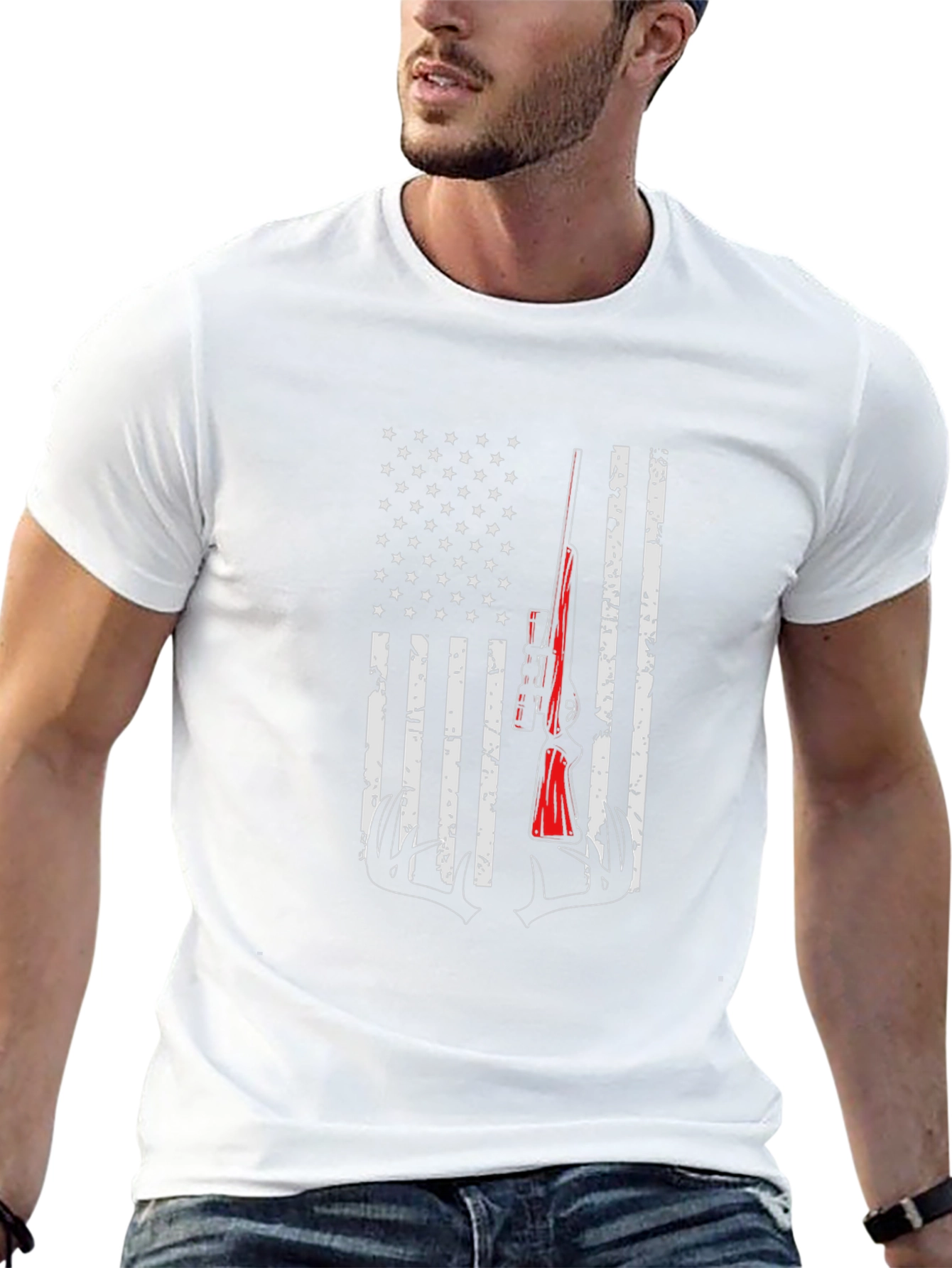 American Flag Hunting Rifle T-Shirt